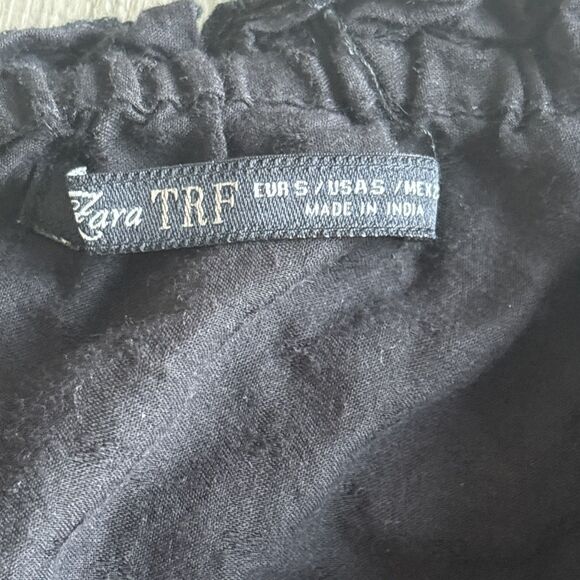 Zara TRF Black Lined Eyelet Strapless Dress Size Small - Picture 7 of 7